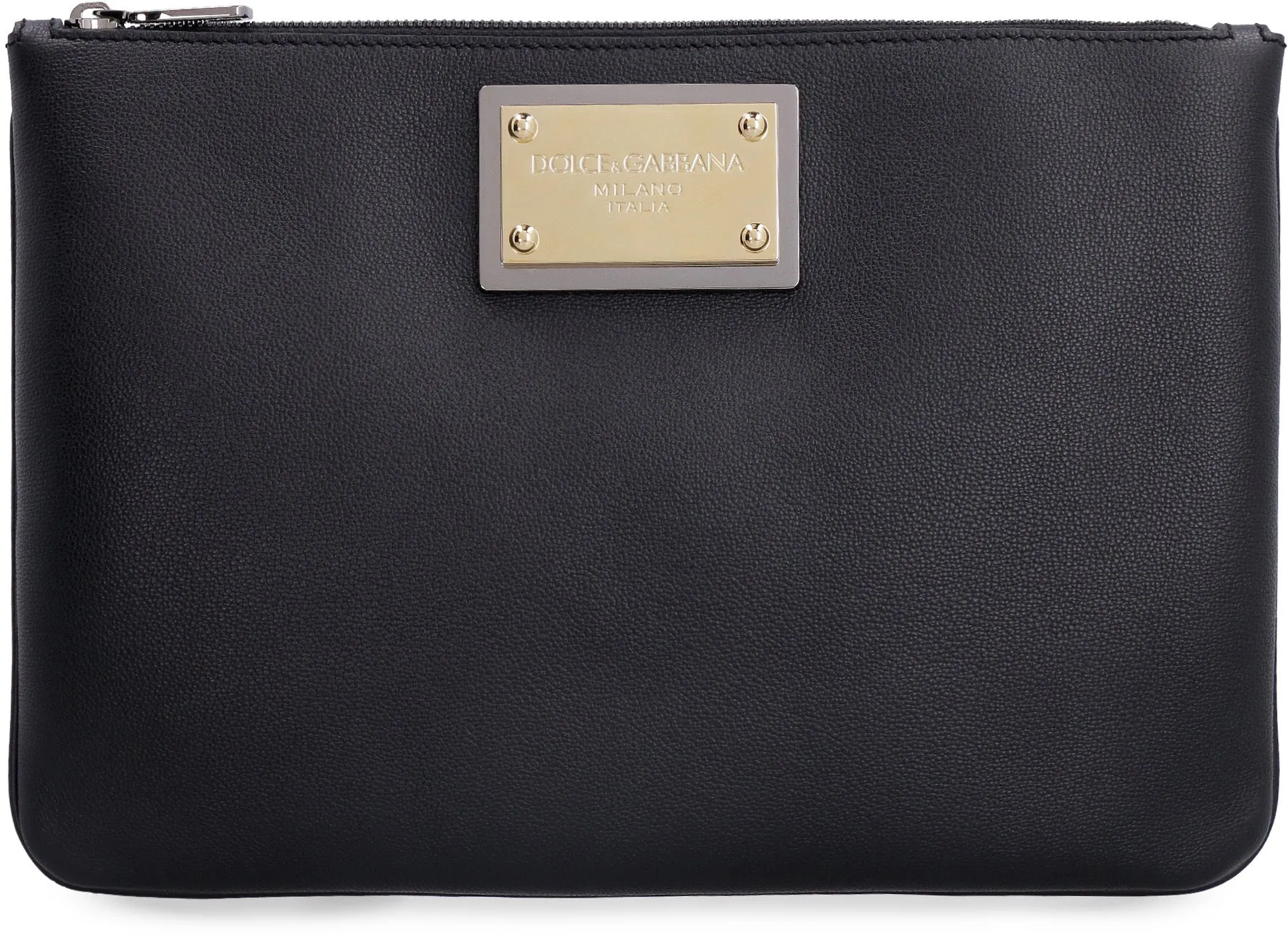 Dolce & Gabbana Logo Plaque Grainy Pouch