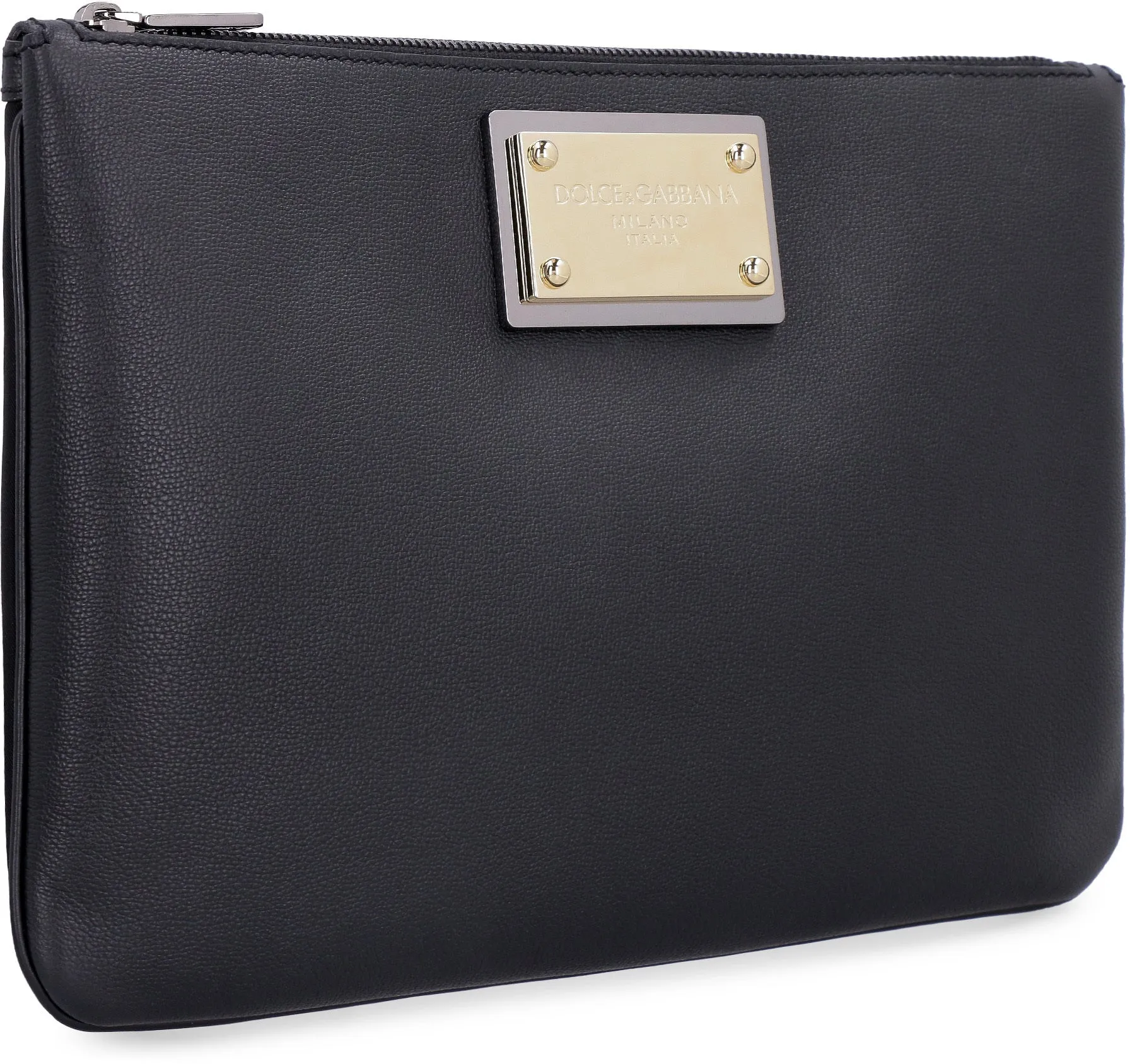 Dolce & Gabbana Logo Plaque Grainy Pouch