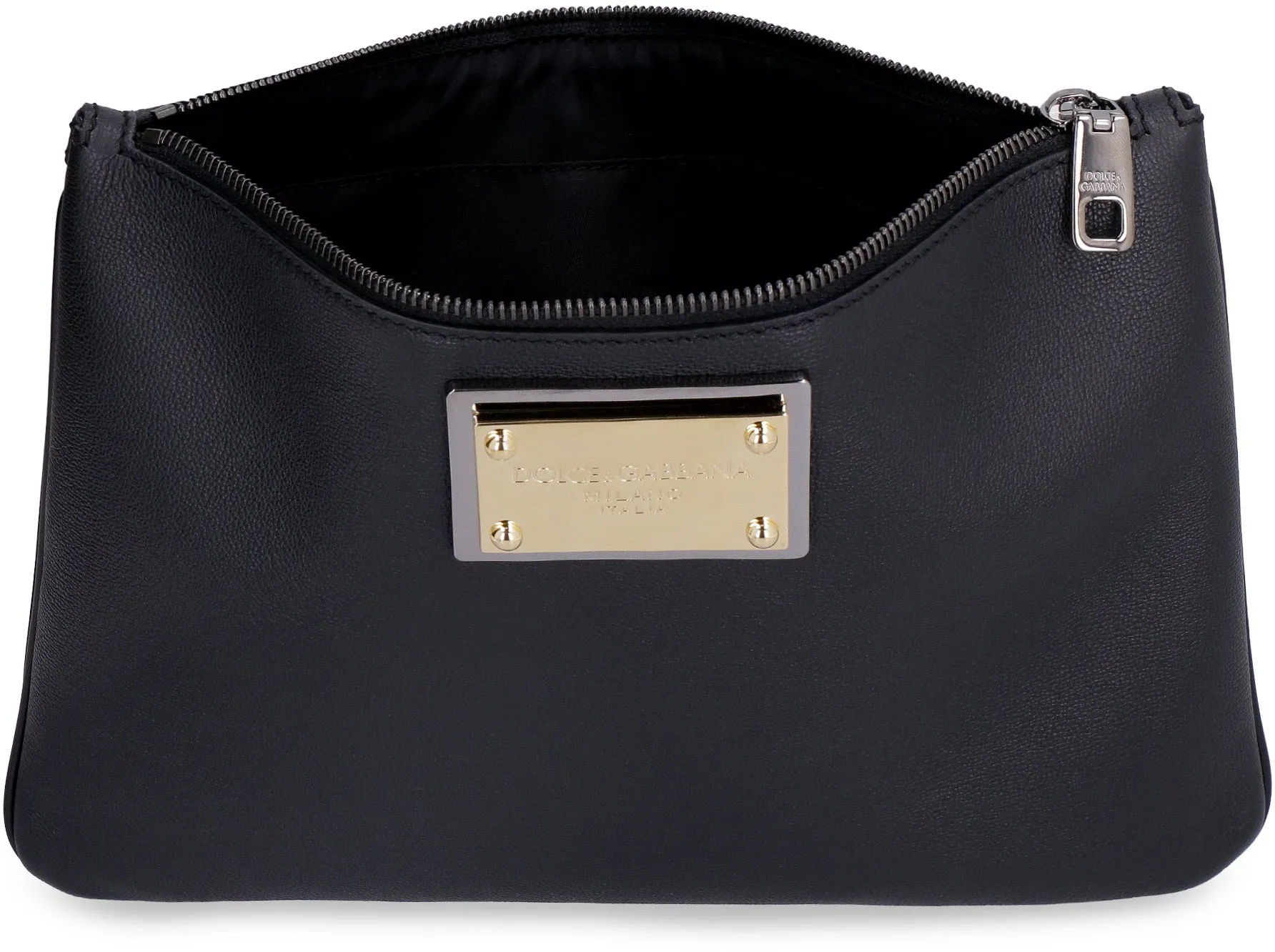 Dolce & Gabbana Logo Plaque Grainy Pouch