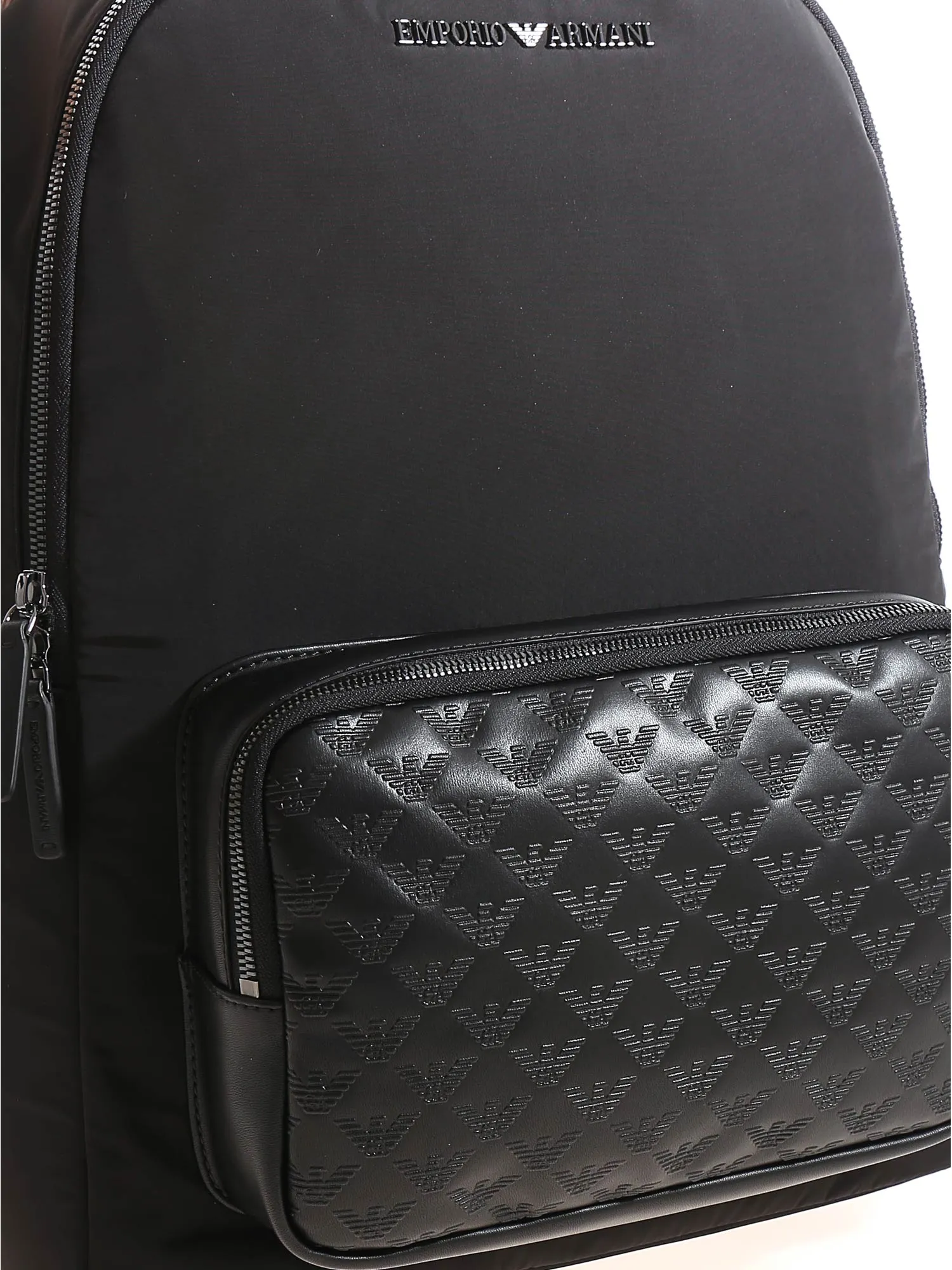 Emporio Armani Logo Plaque Zipped Backpack