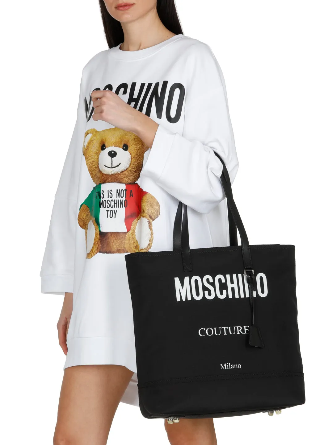 Moschino Couture Logo Printed Tote Bag