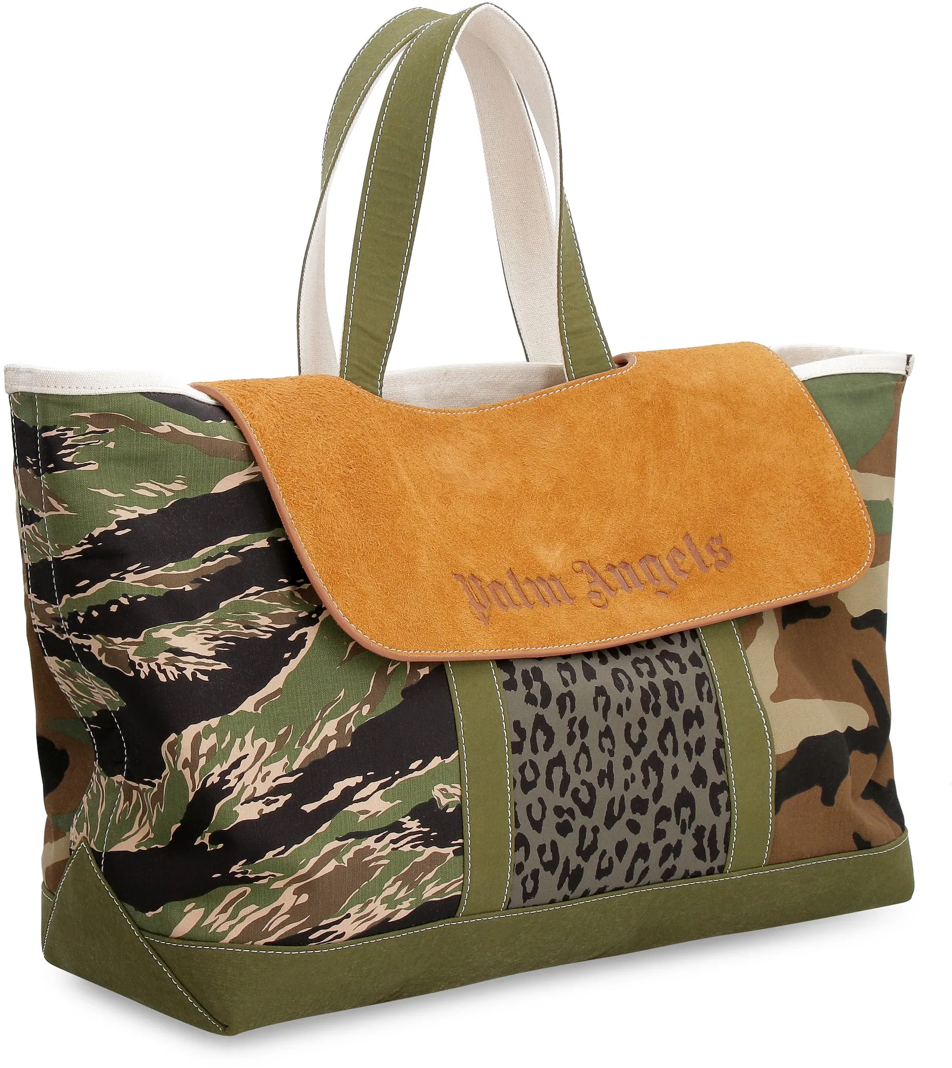 Palm Angels Logo Debossed Flap Top Handle Bag