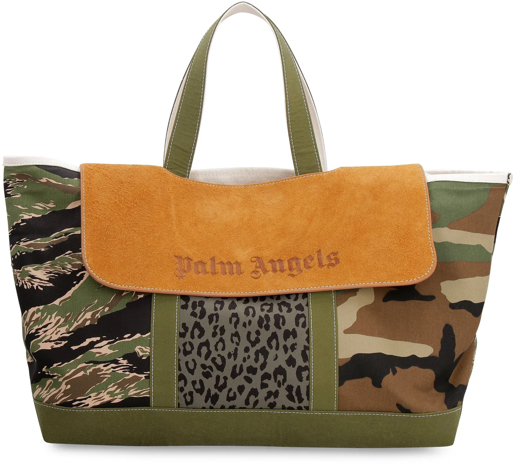 Palm Angels Logo Debossed Flap Top Handle Bag