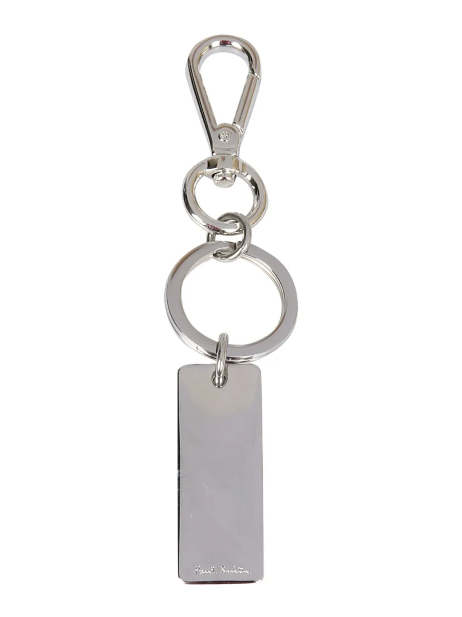 Paul Smith Logo Engraved Striped Keyring