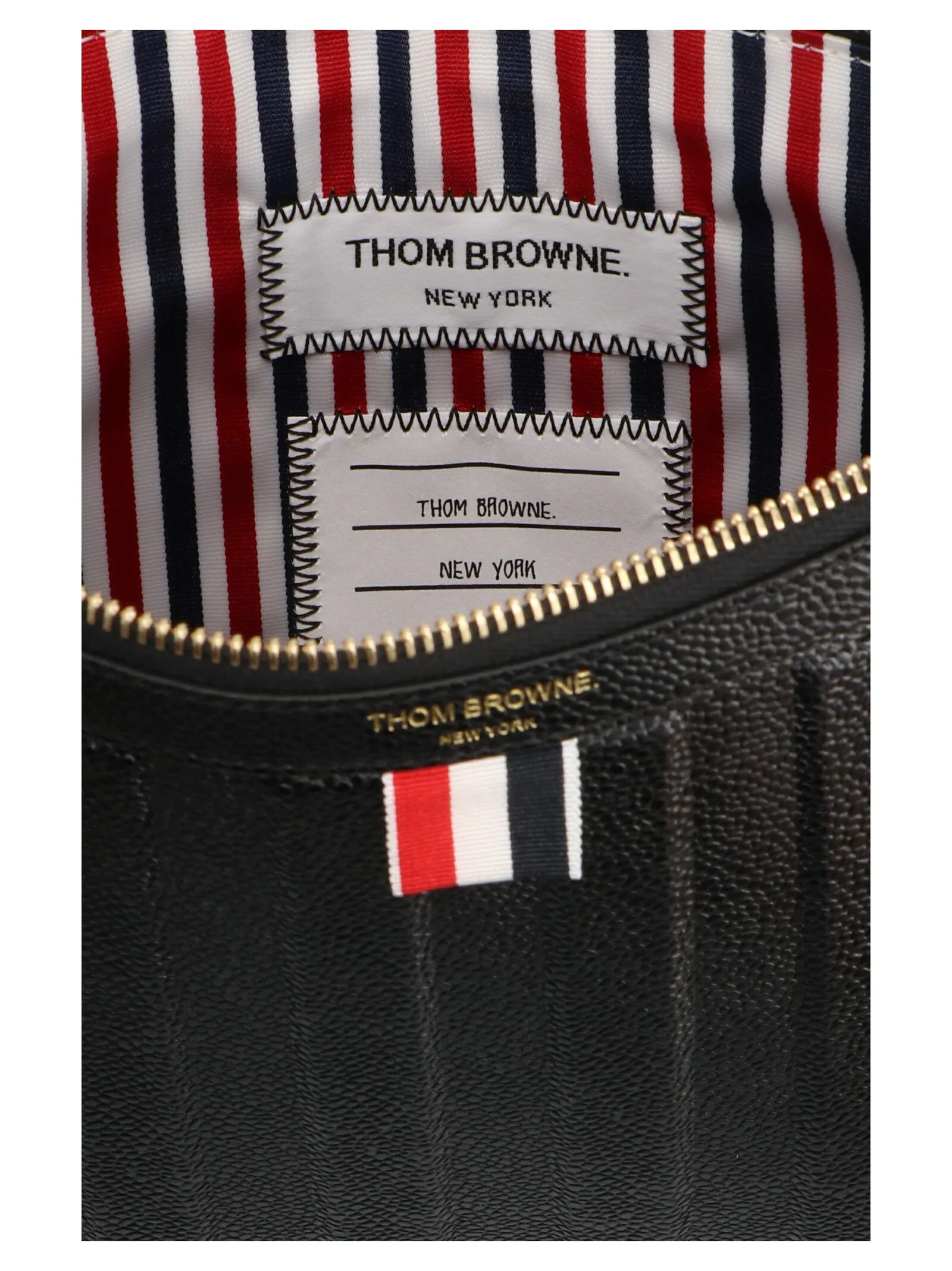 Thom Browne 4-Bar Logo Detailed Zipped Briefcase