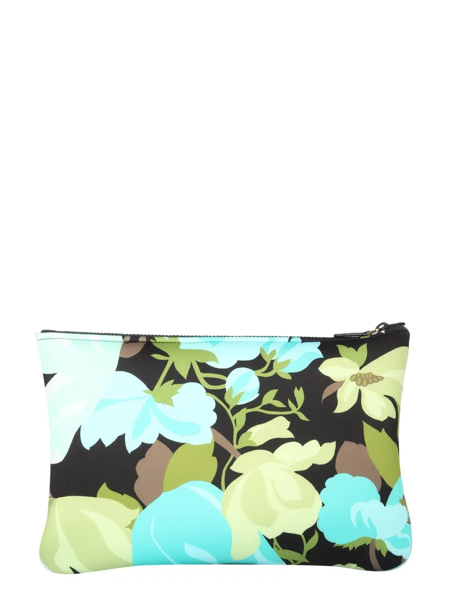 Tom Ford Floral Print Logo Patch Zipped Pouch