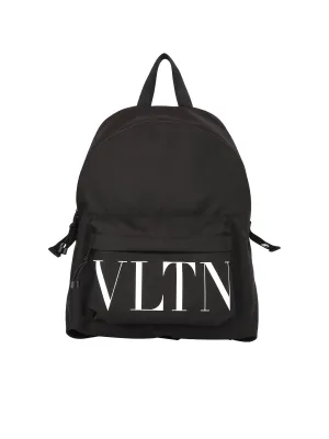 Valentino Logo Printed Zipped Backpack